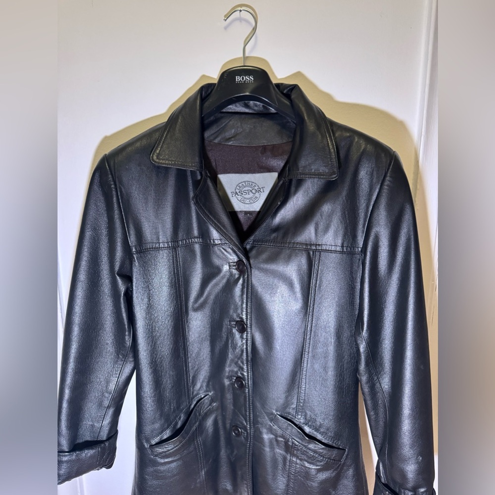Passport Classic Black Leather Jacket for Women